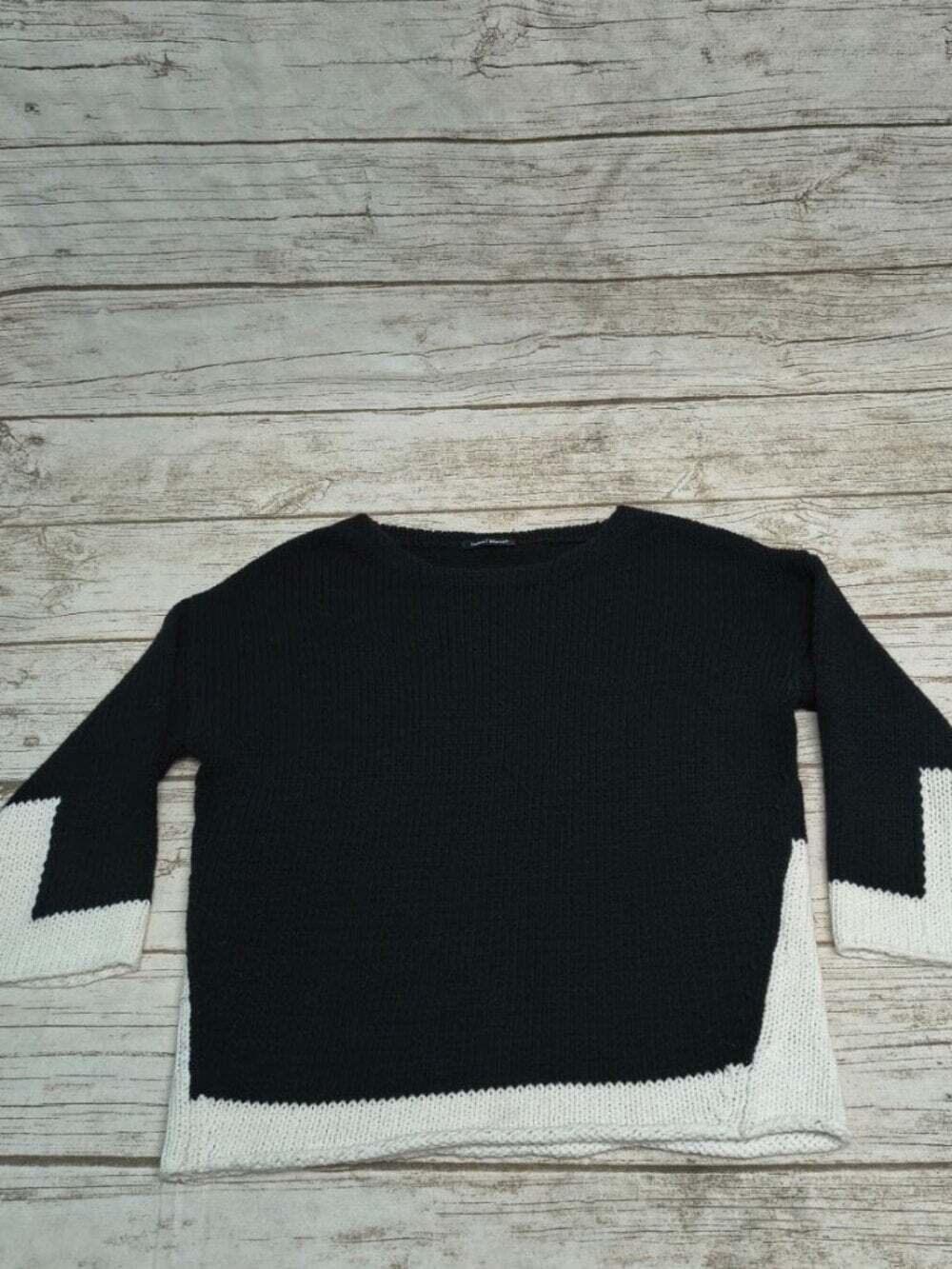 Luisa Cerano Black & White Colorblock Knit Sweater Size USA 4